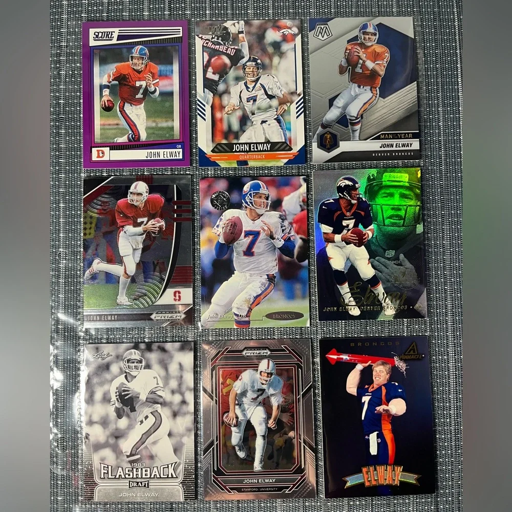 🏈 John Elway NFL National Football League Sports Trading Cards, Qty 9, Lot 1